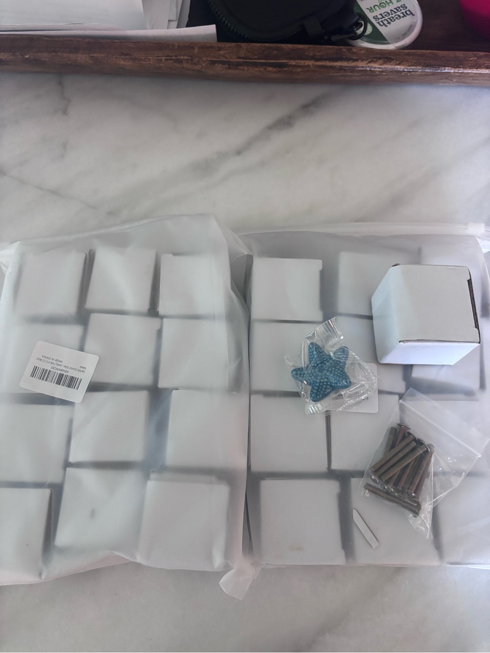 26 brand new bright blue starfish drawer pulls.